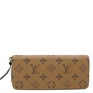 Louis Vuitton  Clemence Reverse Monogram Canvas Zippy Wallet Brown